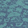 Heron &amp; Lotus Flower Teal Blue BW450894