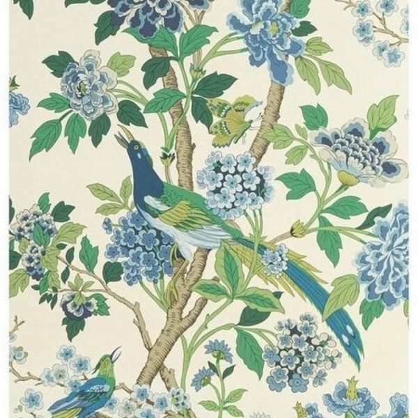 Papier peint Hydrangea Bird Emerald Blue BW450911 - GP & JBAKER Papier peint Hydrangea Bird Emerald Blue BW450911 - GP & JBAKER