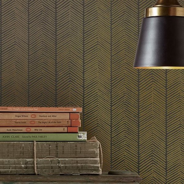 Papier peint Herringbone Charcoal Bronze BW450855 - GP & JBAKER