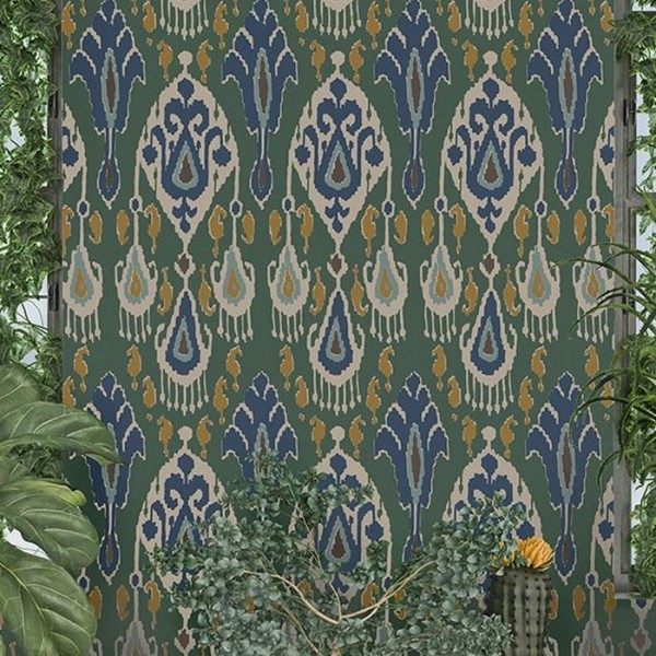 Papier peint Ikat Bokhara Emerald BW450903 - GP & JBAKER