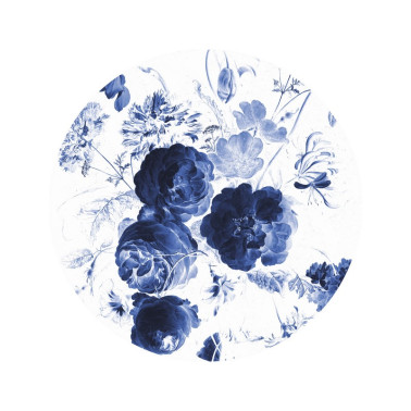 Papel Pintado SC-001 Wallpaper Circle Royal Blue Flowers - KEK AMSTERDAM