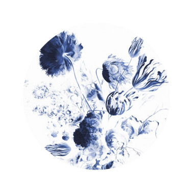 Papel Pintado SC-002 Wallpaper Circle Royal Blue Flowers - KEK AMSTERDAM