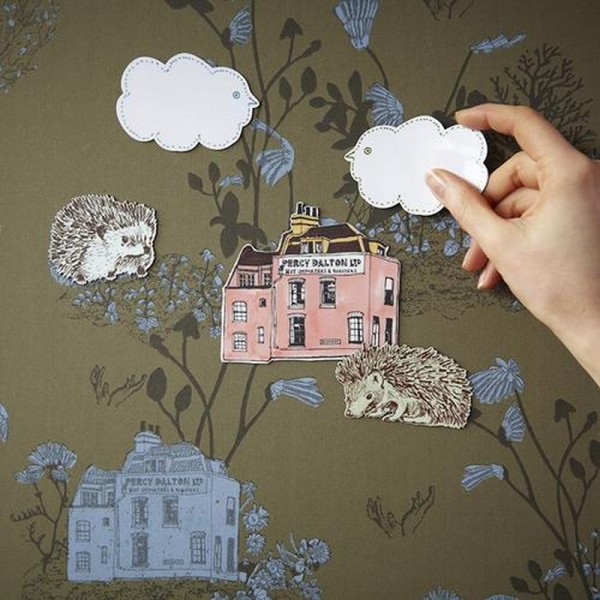 Wallpaper Magnetic Classic Woodlands Khaki Blue  - SIAN ZENG