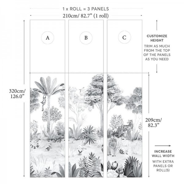 Papel de parede Magnetic Jungle Grey - SIAN ZENG