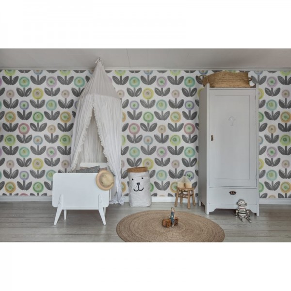 Carta da Parati R16712 Flower Parade, Licorice - REBEL WALLS