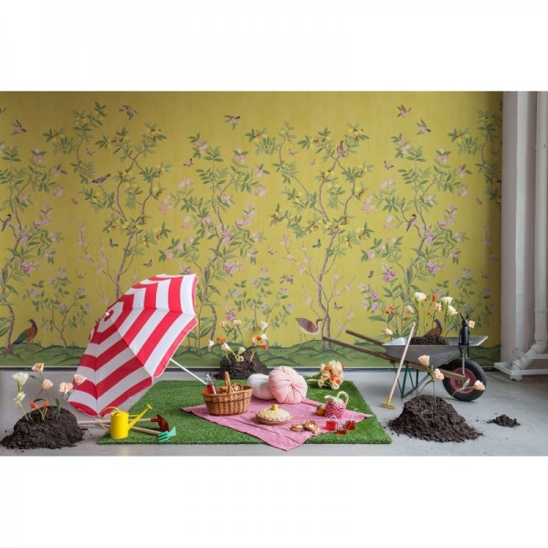 Wallpaper R16745 Chinoiserie Chic, Saffron - REBEL WALLS