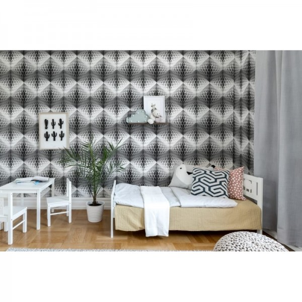 Carta da Parati R13392 Pom Pom, Black - REBEL WALLS