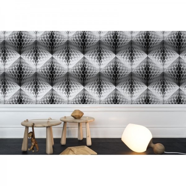 Carta da Parati R13392 Pom Pom, Black - REBEL WALLS
