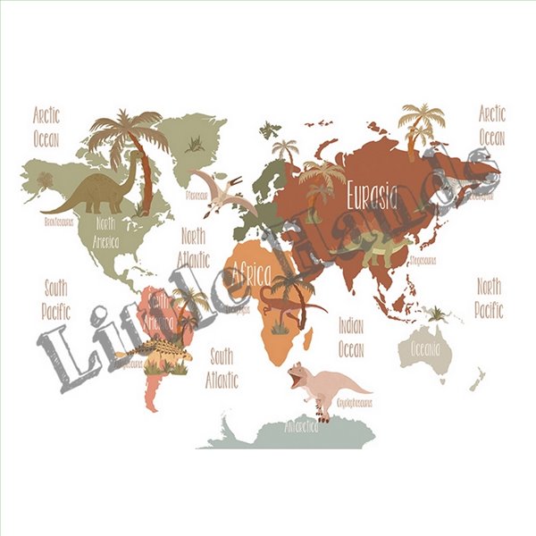 Dinosaurs World Map II Dinosaurs World Map II