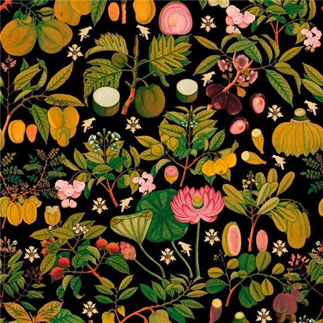 Asian Fruits And Flowers Anthracite WP20314 Asian Fruits And Flowers Anthracite WP20314