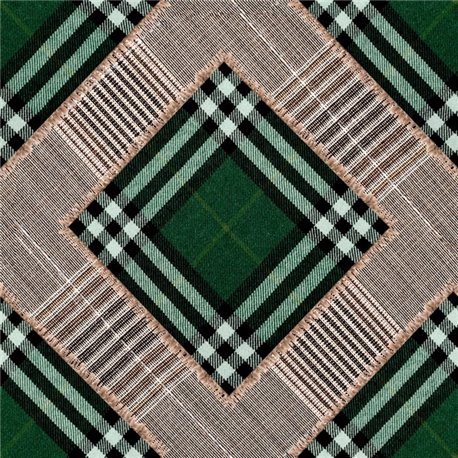 Checkered Patchwork British Green WP20389 Checkered Patchwork British Green WP20389