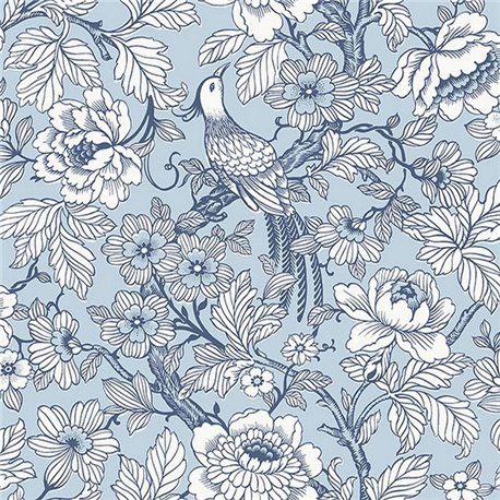 Beaufort Light Blue Flowers & Birds Chinoiserie ECB80402 Beaufort Light Blue Flowers & Birds Chinoiserie ECB80402