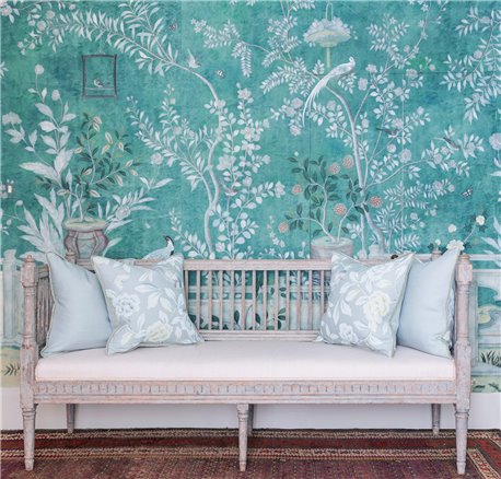 Salon Vert Standard on custom blue Edo Xuan paper