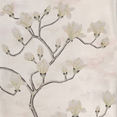 Magnolia Part custom on Tarnished Sivler gilded paper with pearlescent antiquing