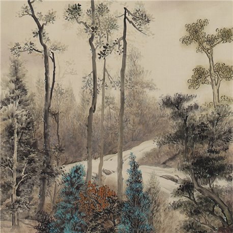 Mountains Above Clouds Full custom on Raw Silk dyed silk
