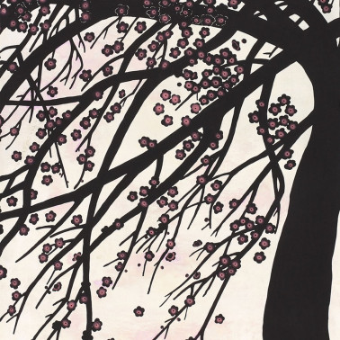 Windswept Blossom Noir on White Metal gided paper with pearlescent antiquing