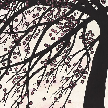 Windswept Blossom Noir on White Metal gided paper with pearlescent antiquing