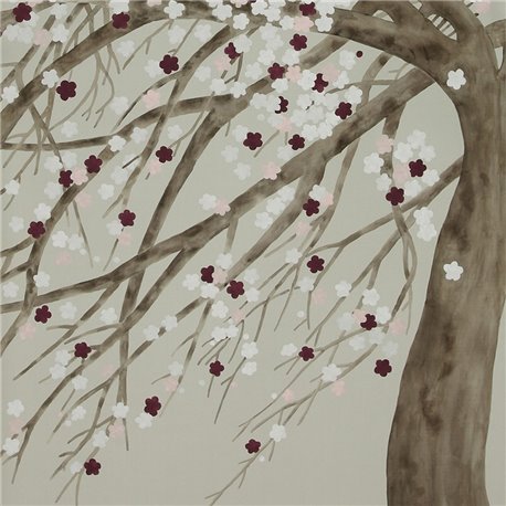 Windswept Blossom Part custom on Pale Grey dyed silk