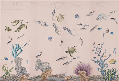 Coral Reef Full custom on Gentleman´s Pink dyed silk