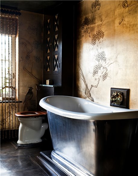 Japanese Garden Dark Lacquer on Deep Rich Gold gilded silk