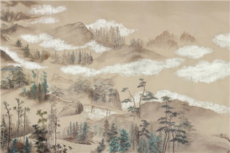 Mountains Above Clouds Full custom on Raw Silk dyed silk
