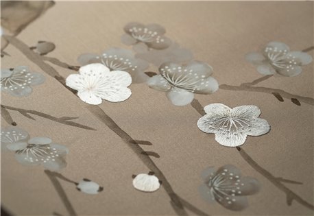 Plum Blossom Part custom on custom grey painted silk