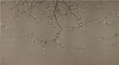 Plum Blossom Part custom on custom grey painted silk