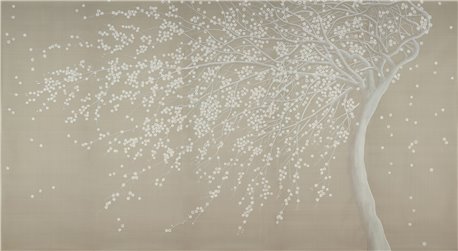 Windswept Blossom Blossom on Lead Grey dyed silk