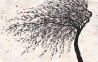 Windswept Blossom Noir on White Metal gided paper with pearlescent antiquing