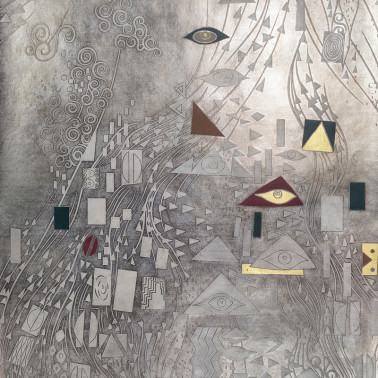 Klimt Polished Silver bas elief gilded paper