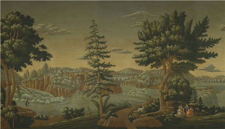 North American River Views Azure on antique scenic Xuan paper