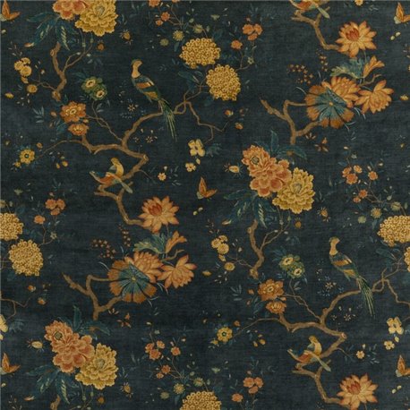 Oriental Bird Velvet Teal BP108182 Oriental Bird Velvet Teal BP108182