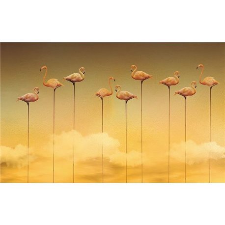 Flamingos Mural M3911-3 Flamingos Mural M3911-3