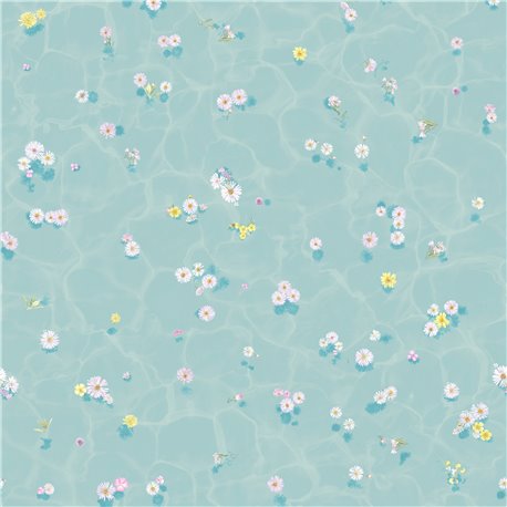 Floral Bath Mural Wallpaper - Blue