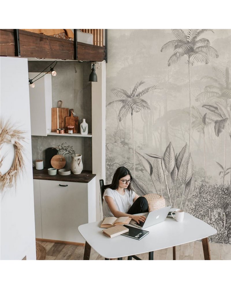 JUNGLE WALLPAPER - TROPICAL WILDERNESS - BEIGE JUNGLE WALLPAPER - TROPICAL WILDERNESS - BEIGE