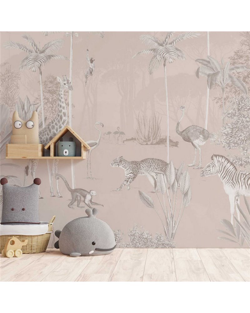 JUNGLE WALLPAPER - WILDLIFE'S PLAYGROUND - SOFT JUNGLE WALLPAPER - WILDLIFE'S PLAYGROUND - SOFT