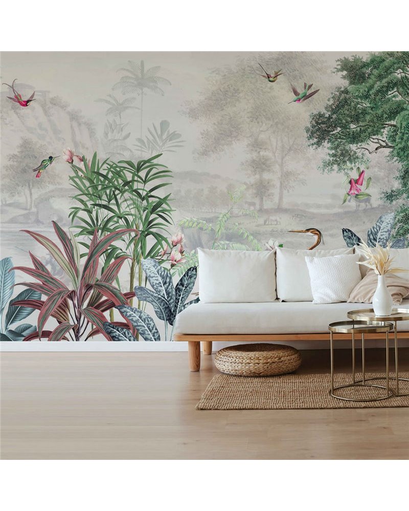 TROPICAL WALLPAPER - SCENIC LANDSCAPE - OFF WHITE TROPICAL WALLPAPER - SCENIC LANDSCAPE - OFF WHITE