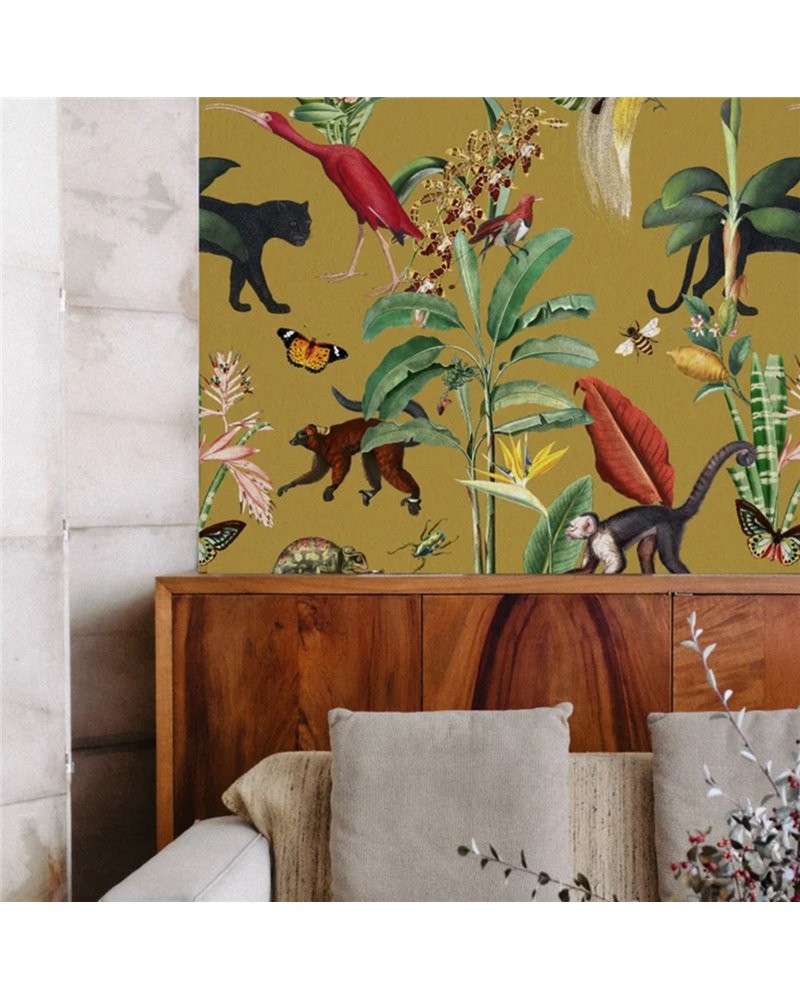 WALLPAPER - KINGDOM ANIMALIA - GOLD OCHRE WALLPAPER - KINGDOM ANIMALIA - GOLD OCHRE