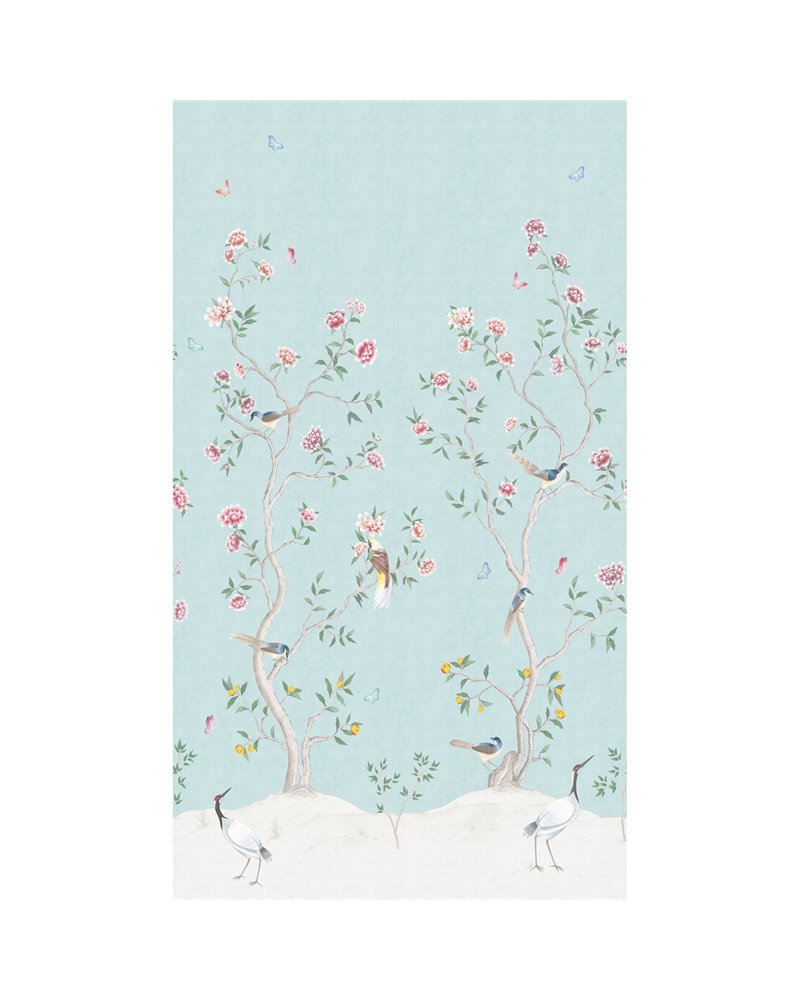 Chinoiserie Mural Turquoise 1911-1 Chinoiserie Mural Turquoise 1911-1