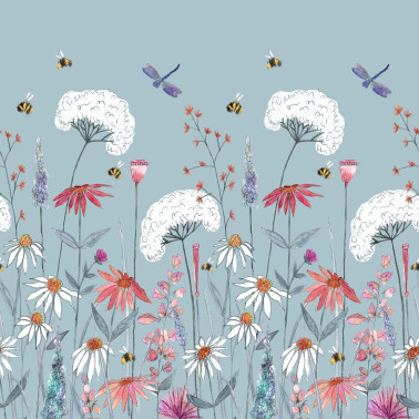 Hermione Mural Cornflower