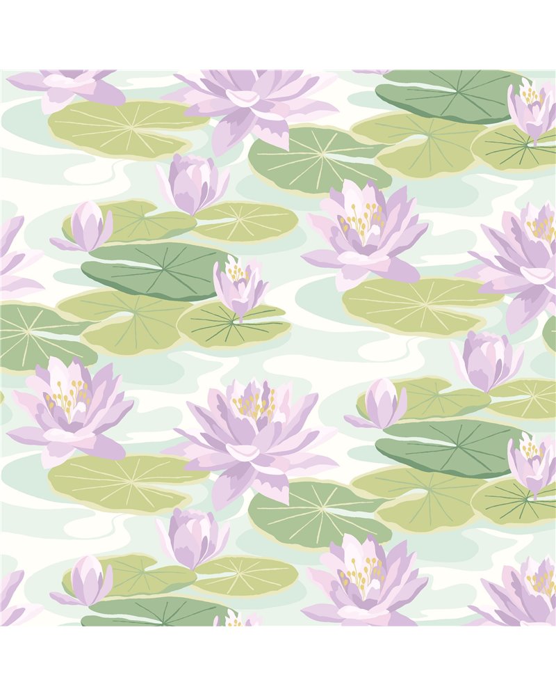 Waterlily Powder Blue & Lilac IKA50107W Waterlily Powder Blue & Lilac IKA50107W
