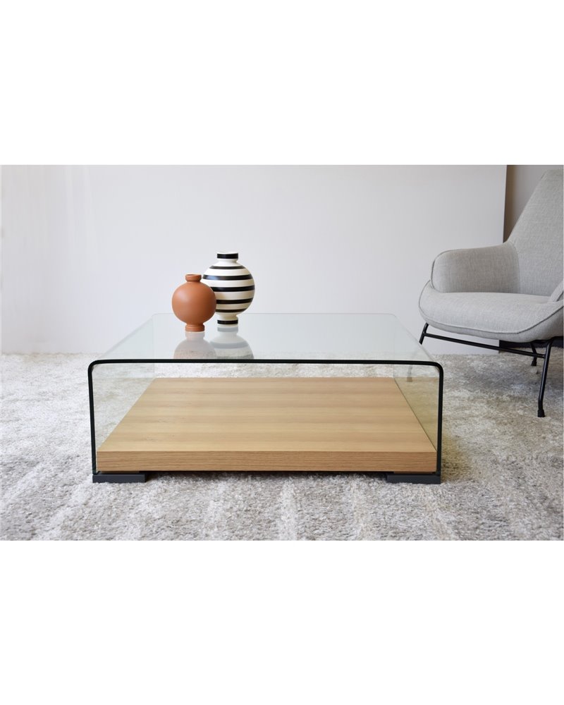 MESA DE CENTRO VIDRIO TEMPLADO Y ROBLE REF. 34H21159R MESA DE CENTRO VIDRIO TEMPLADO Y ROBLE REF. 34H21159R