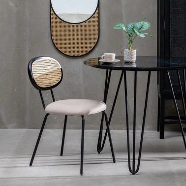 SILLA BEIGE TEJIDO-METAL...