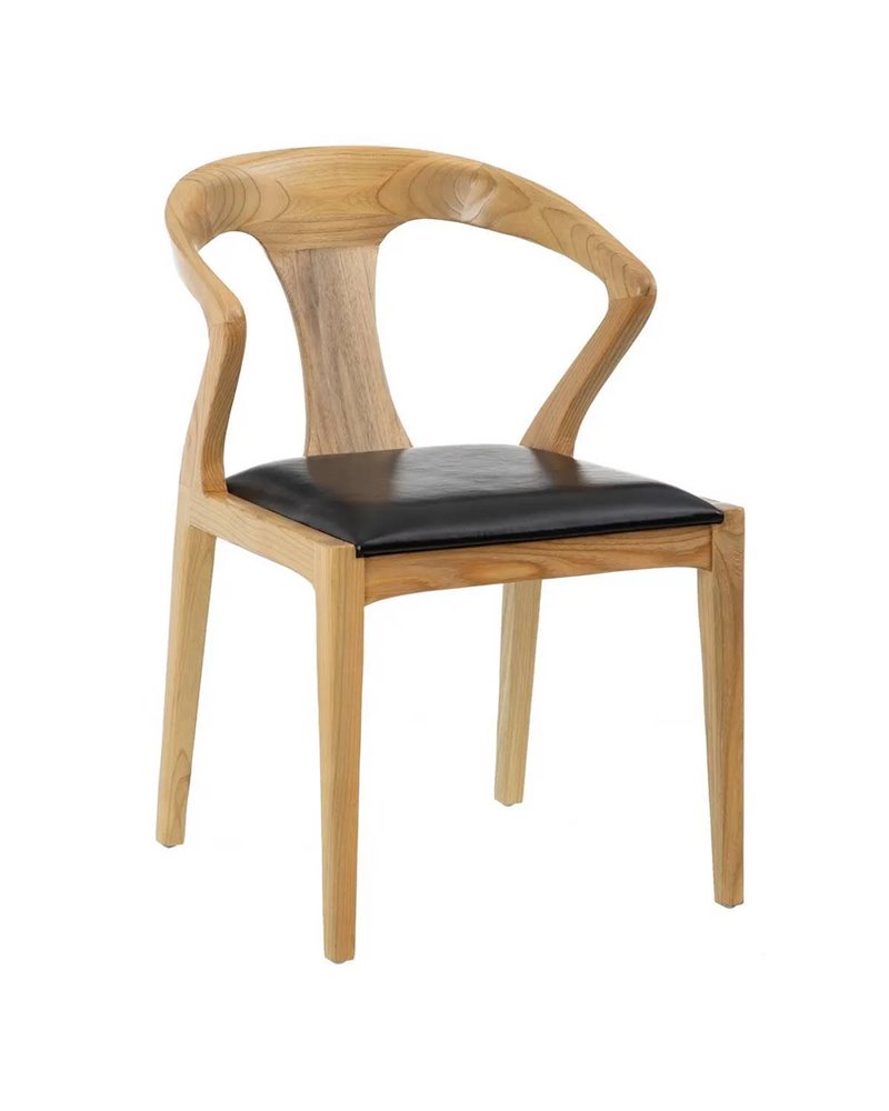 SILLA NATURAL-NEGRO MADERA TECA-PIEL 55 X 54 X 77 CM REF.602879 SILLA NATURAL-NEGRO MADERA TECA-PIEL 55 X 54 X 77 CM REF.602879