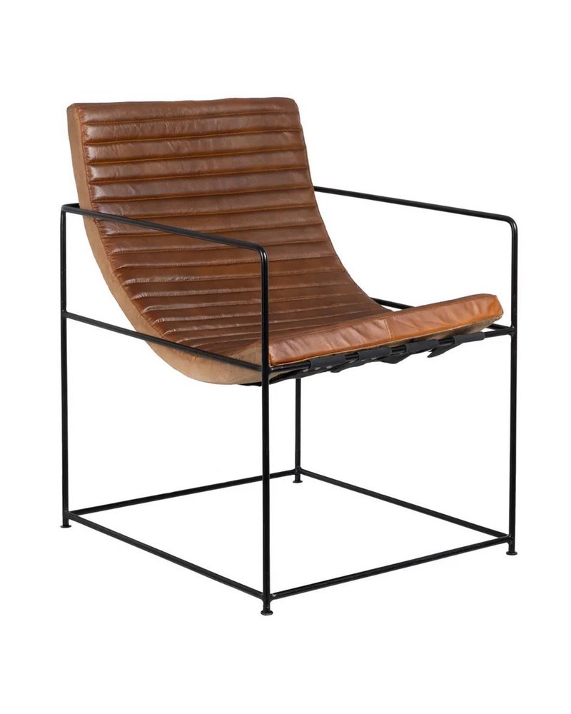 SILLÓN MARRÓN METAL-PIEL SALÓN 58 X 68 X 75 CM REF.605826 SILLÓN MARRÓN METAL-PIEL SALÓN 58 X 68 X 75 CM REF.605826