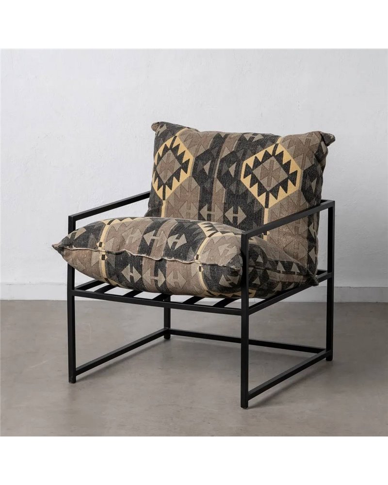 SILLÓN NEGRO-TAUPE TEJIDO-METAL SALÓN 70 X 84 X 86 CM REF.607863 SILLÓN NEGRO-TAUPE TEJIDO-METAL SALÓN 70 X 84 X 86 CM REF.607863