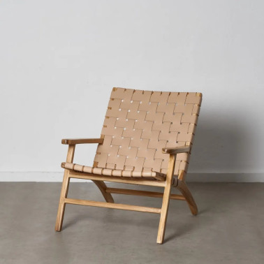POLTRONA IN TEAK-PELLE...