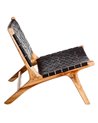 BUTACA NEGRO MADERA TECA-PIEL SALÓN 87 X 83 X 66 CM REF.106880