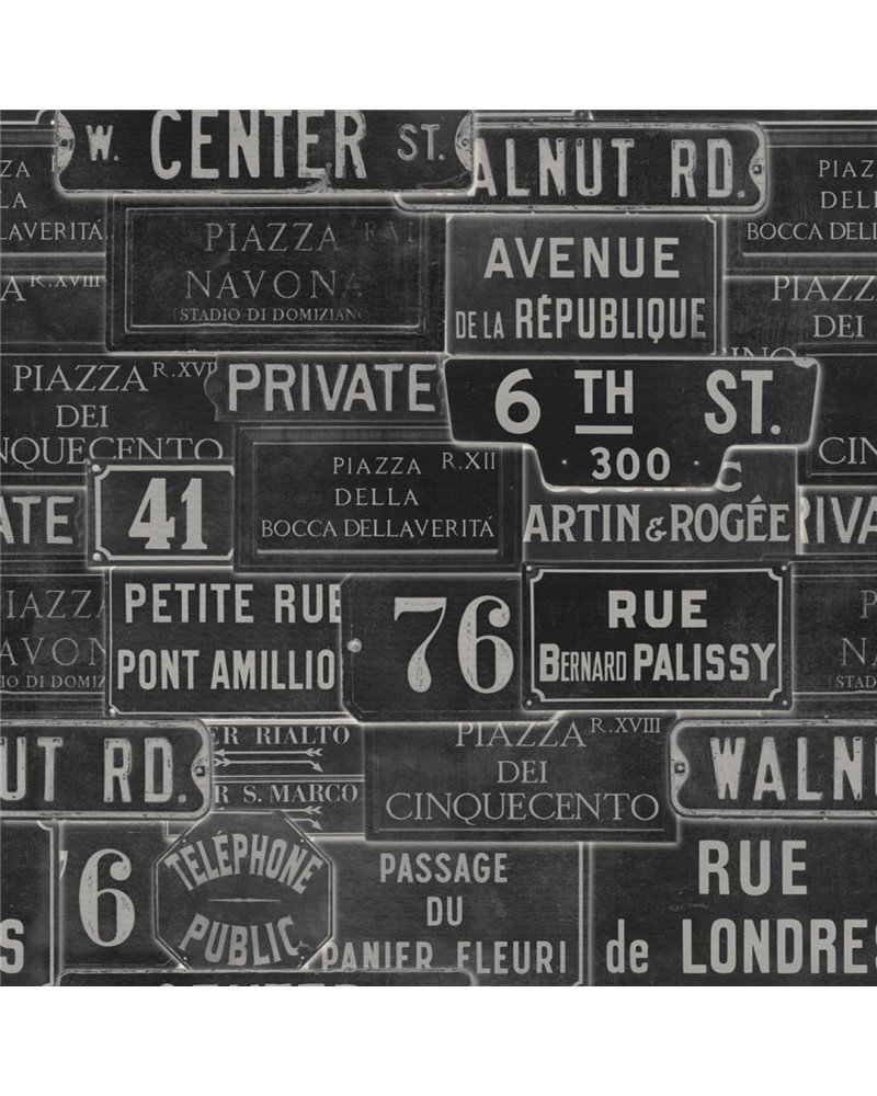 Vintage Signs Anthracite Premium WP20037 Vintage Signs Anthracite Premium WP20037
