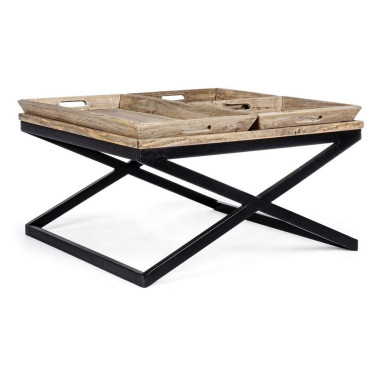 TABLE BASSE À PLATEAU 90X90